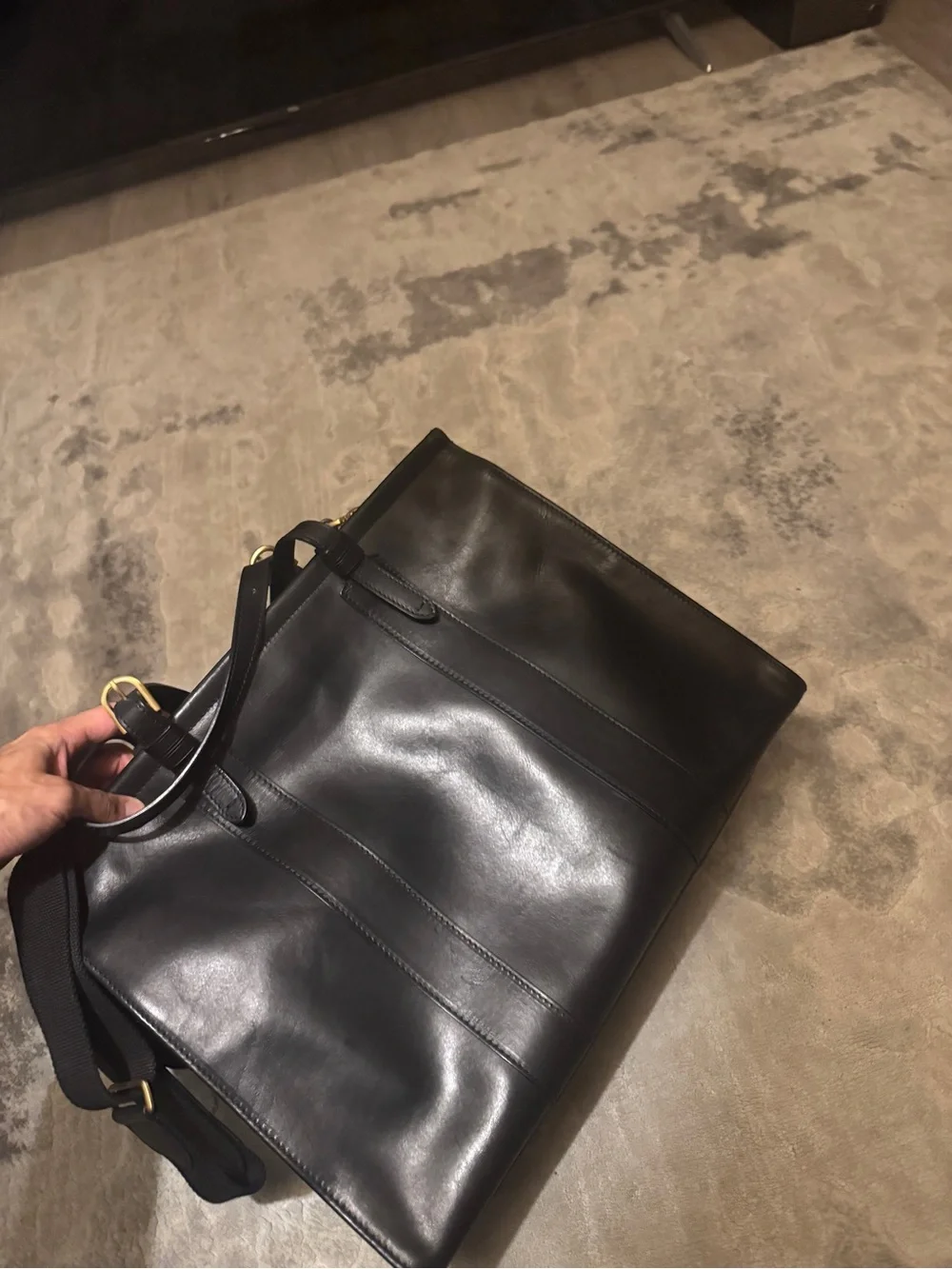 Shinola Large Sibley Satchel Classic Black Leather Men's Tote Bag